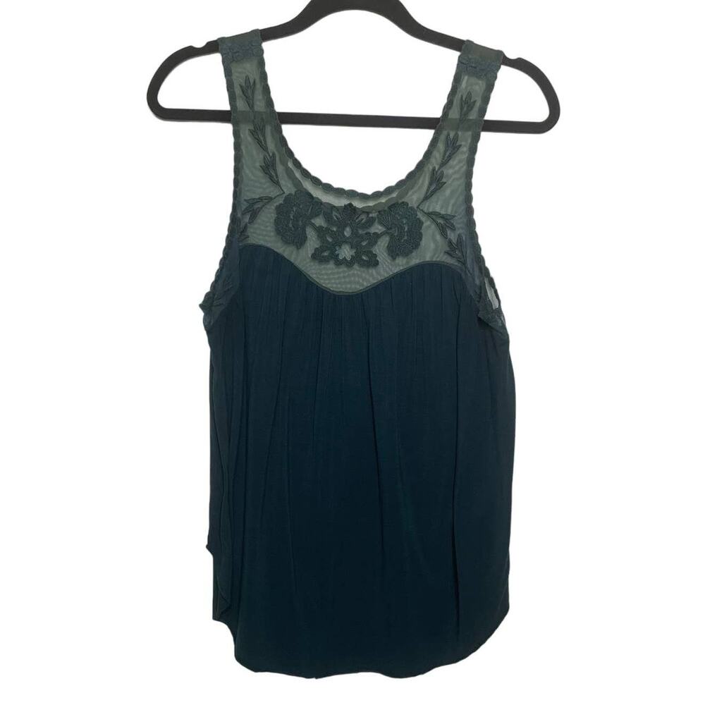 American Eagle Sleeveless Mesh Sheer Scoop Neck Knit Sexy Tank Top Green Women L